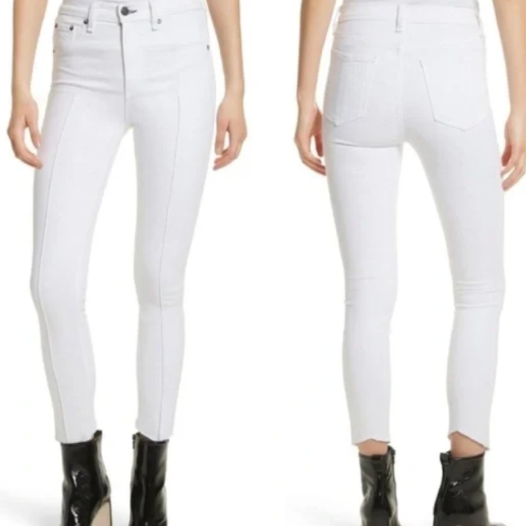 Rag & Bone High Rise Ankle Skinny Jeans - White